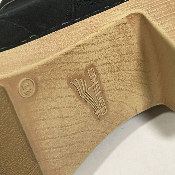 Dansko Autumn Booties Size 37 6.5 7 US Black Nubuck Leather Ankle Buckle Heel - Picture 8 of 10